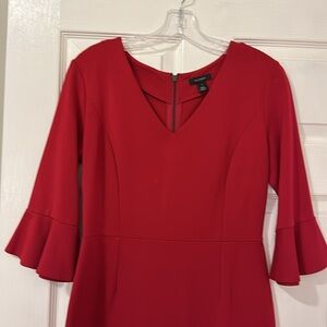 Red Halogen Midi dress bell sleeves